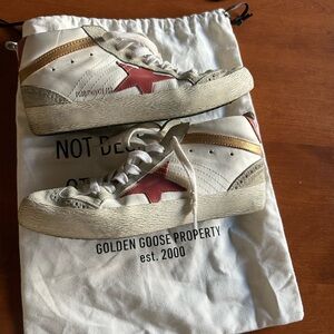 Golden Goose White Sneakers with Gold Detail